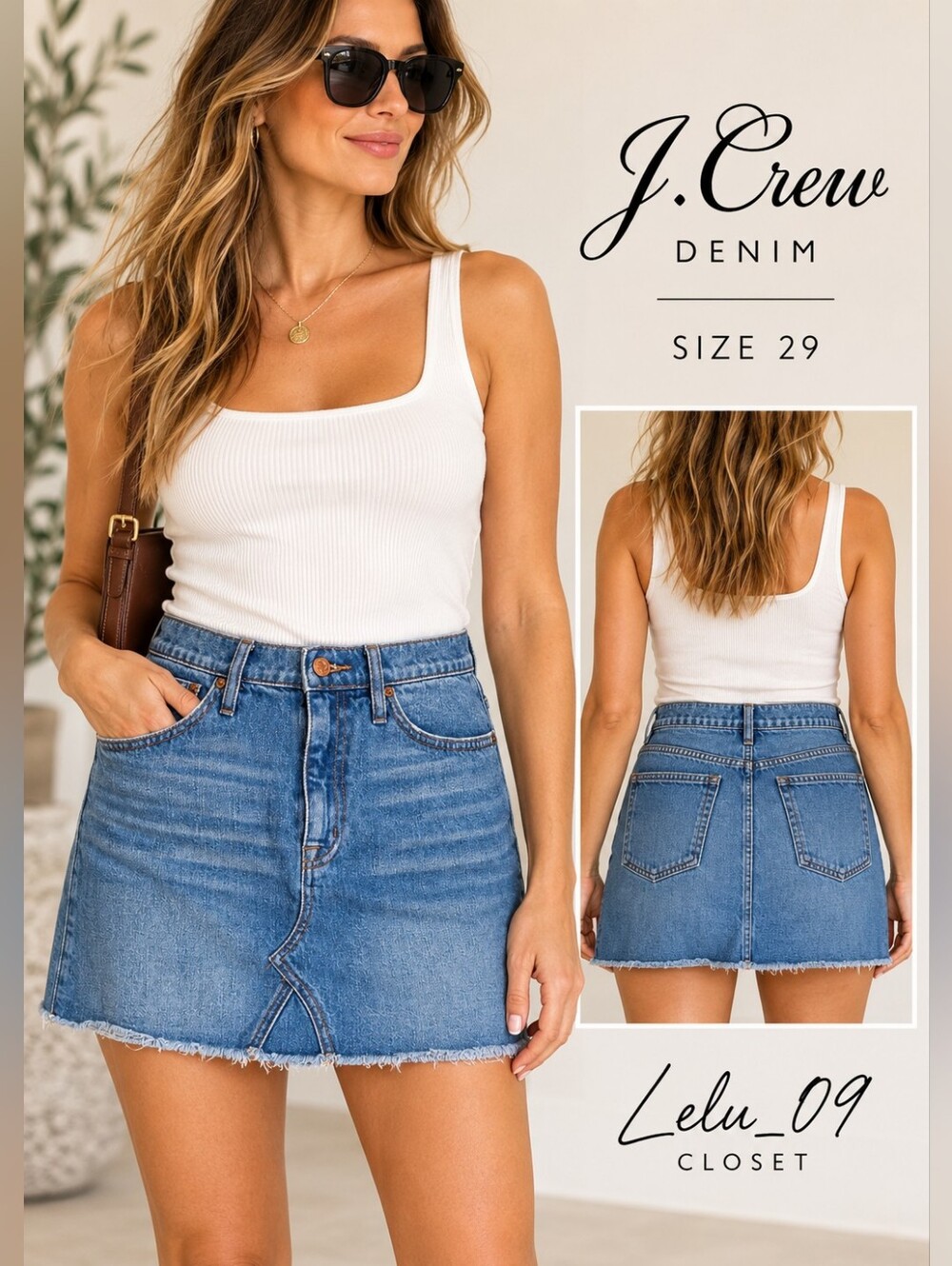 J.Crew Denim Mini Skirt Size 29 Blue Raw Frayed Hem 100% Cotton
